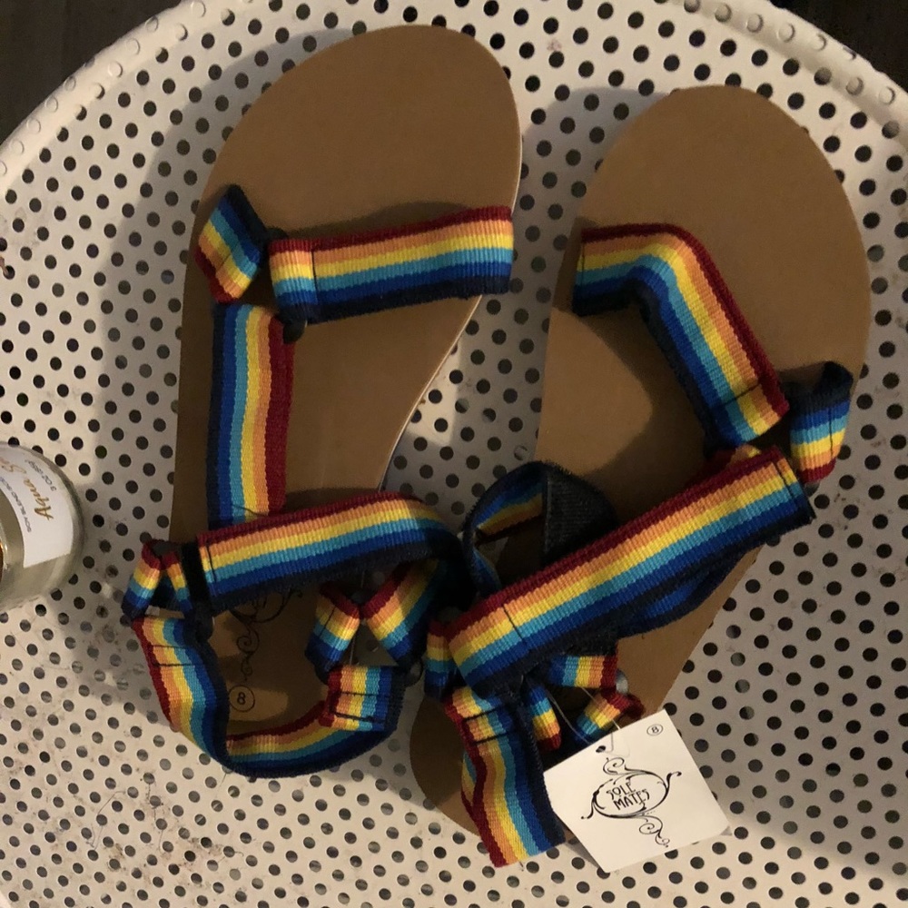 Rainbow strapped shoes